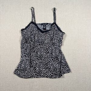 Women's Leopard Cheetah Animal print Tank Black Lace Large Flowy Soft